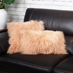 Genuine Tibetan Lamb Fur Pillow | Premium Fur & Leather Integrated Cushion | Plush Sofa/Bedside/Lumbar Pillow with Insert | Luxury Home Decor