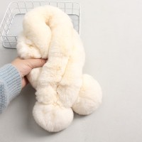 Genuine Whole Rex Rabbit Fur Scarf for Women | Korean-Style Thickened Warm Plush Fur Neck Gaiter | Cute Winter Essential