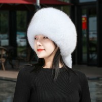 Women's Fox & Mink Fur Hat | Ethnic Mongolian Style | Genuine Leather Ear Protection | Winter Ski Korean-Style Cap