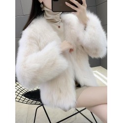 Women's Authentic Fox Fur Coat | Youthful Short-Style Fur & Leather Integrated Trendy Winter Jacket